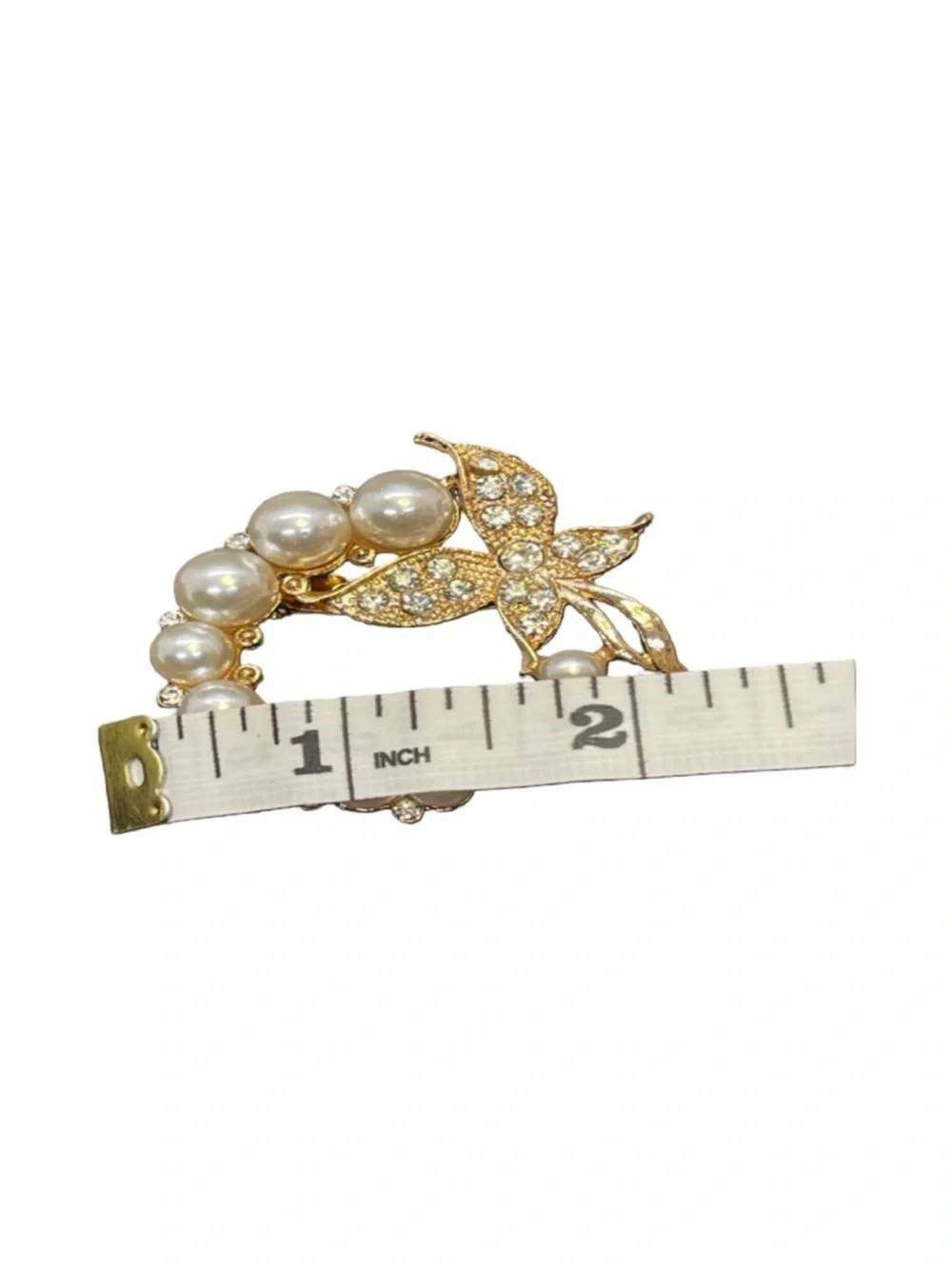Gold Pearl & Crystal Leaf Circle Brooch - Elegant Women’s FINAL PRICE DROP